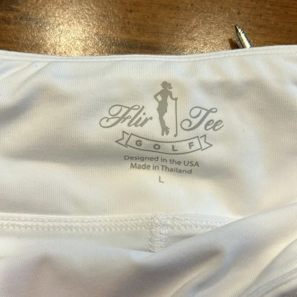 FlirTee Asymmetrical Pleated Golf Skirt White/Envy Green Stripes - Picture 7 of 16